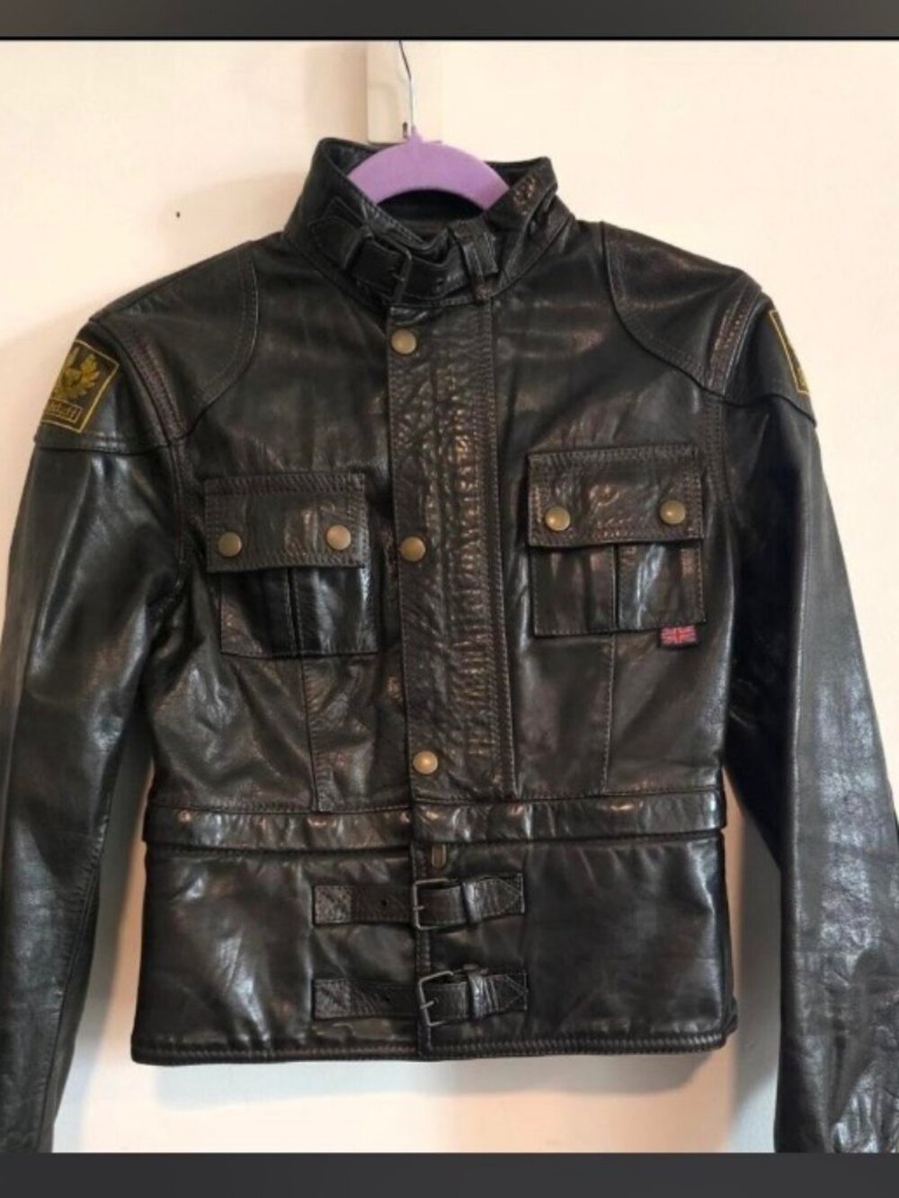 Vintage Belstaff Black Leather Biker Jacket